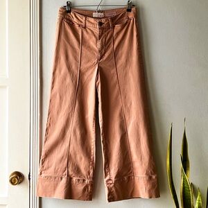 Chino By Anthropologie• Rusty Wide Leg Crop Pintuck Trousers• Sz 4